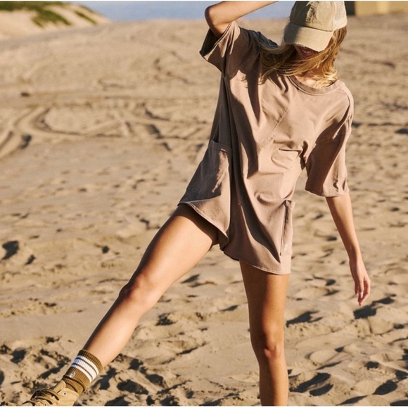 Free People! FP Movement Hot Shot Tee Romper In Mocha Latte NWT! - Picture 10 of 10